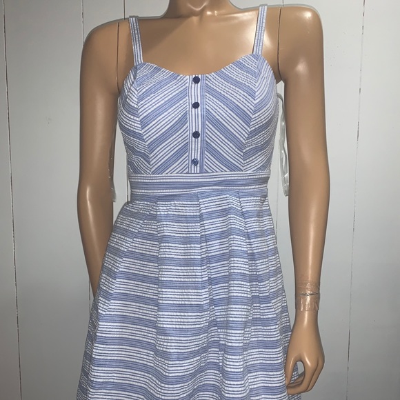 Blue and white-striped doll dress - Picture 1 of 2